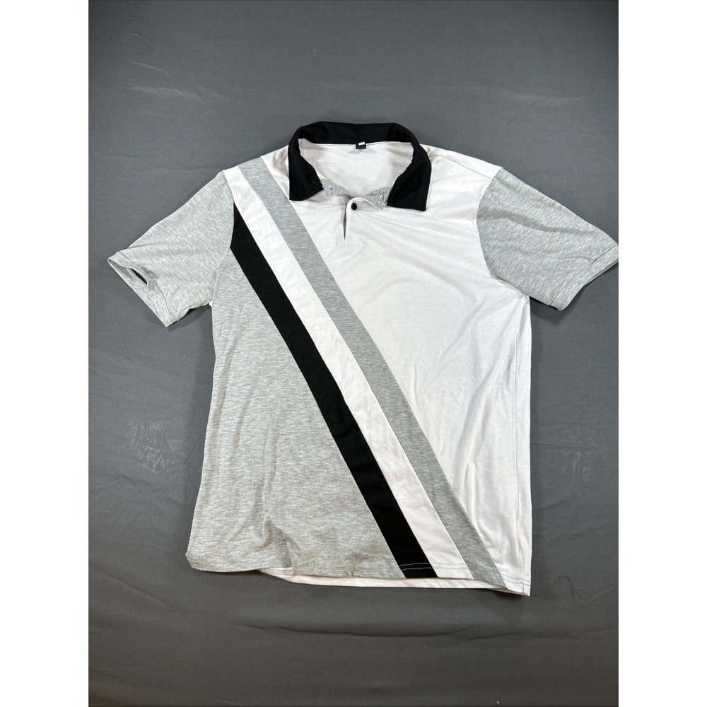short-sleeve polo shirt with a diagonal colorblock pattern Size Medium